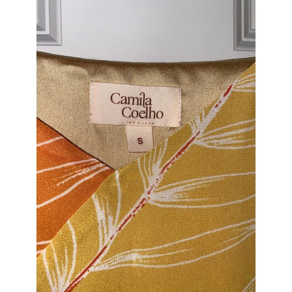 CAMILA COELHO Vivienne midi dress Orange Yellow SMALL revolve w/extra button - Picture 5 of 11